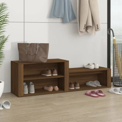 Afbeelding van Schoenenkast 150x35x45 cm bewerkt hout bruin eikenkleur