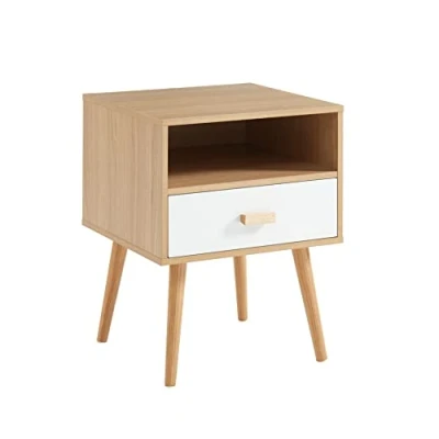 Afbeelding van Nachtkastje ULOS, wit en licht hout