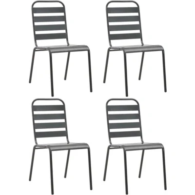 Afbeelding van Tuinstoelen 4 st gelat ontwerp staal donkergrijs