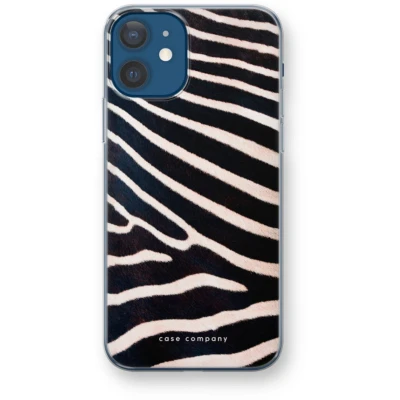 Afbeelding van Case Company® hoesje geschikt voor iPhone 12 Zebra Soft Cover Telefoonhoesje Bescherming aan alle Kanten en Schermrand