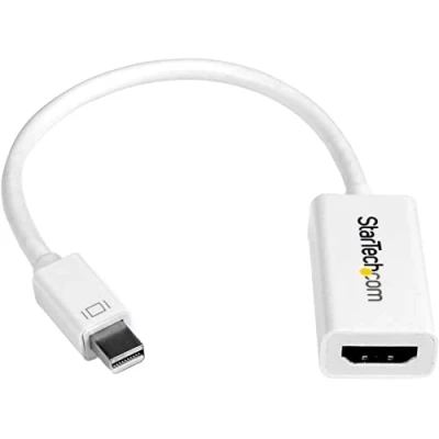 Image de StarTech.com Adaptateur actif Mini DisplayPort 1.2 vers HDMI convertisseur DP M/F 4K Noir vidéo blanc