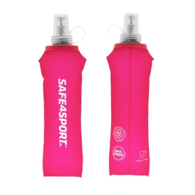 Afbeelding van SAFE4SPORT Soft Flask 500 ml roze opvouwbare waterfles zachte TPU sportfles