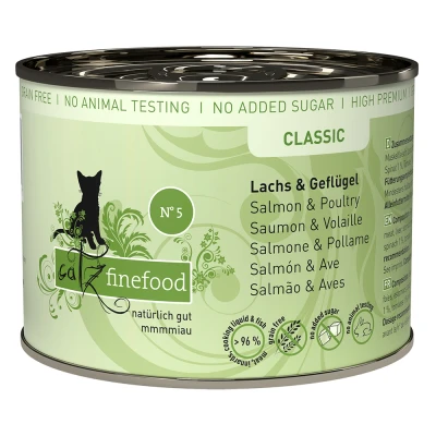 Afbeelding van 6x200g Blik Zalm &amp; Gevogelte catz finefood Kattenvoer