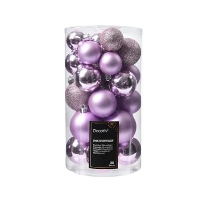 Afbeelding van Kerstbal plastic d6 cm fris lila 30st Decoris