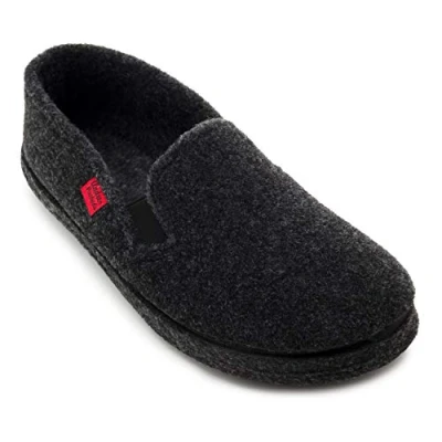 Afbeelding van Andrés Machado pantoffels voor dames en heren de winter slippers AM002 vilt wollen voering achter gesloten loopzool van rubber maten 32 50 EU, zwart.