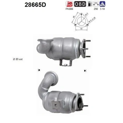 Afbeelding van Katalysator AS 28665D, voor o.a. CITROËN, FIAT, PEUGEOT
