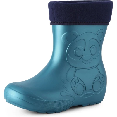Afbeelding van Ladeheid Kinder Regenlaarzen Thermo Rubberlaarzen Vederlicht EVA LA CA PandaWinter Metallic Blauw 32/33