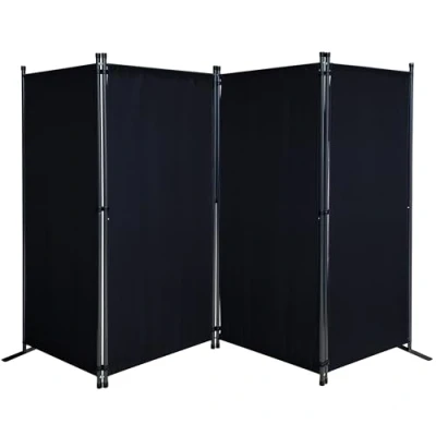 Afbeelding van QUICK STAR 4 delig stoffen scherm 165 x 220 cm ruimteverdeler opvouwbaar inkijkbescherming rood oranje RAL 2001