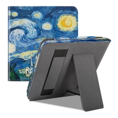Afbeelding van Case2go E reader hoes geschikt voor Kobo Libra Colour Sleepcover Auto/Wake functie Met handstrap Sterrenhemel
