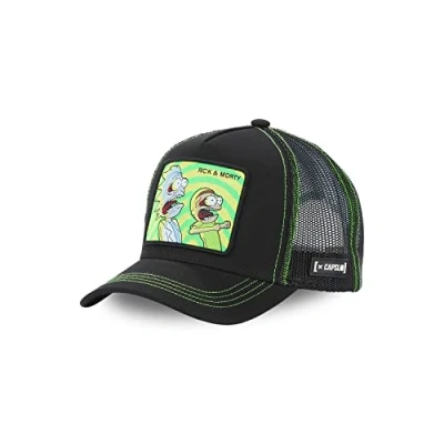 Afbeelding van Ricky and Morty Pet voor dames en heren, truckerpet, multi sport, duurzaam alle seizoenen, Trucker Rick &amp; Black #28727