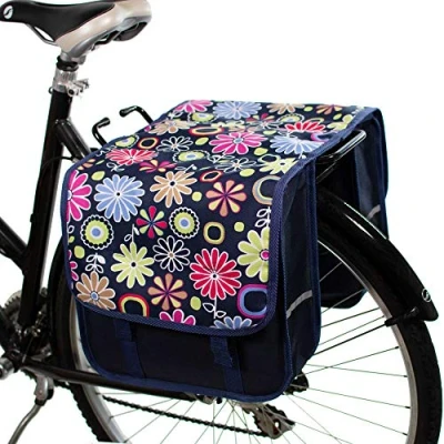 Afbeelding van BikyBag Classic CL Dubbele fietstas voor bagagedrager (roze madeliefjes)