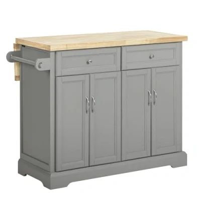 Afbeelding van SoBuy FKW71 HG Keukeneiland serveerwagen op wieltjes, keukenmeubel, oprolbaar, met opklapbare werkbladen, grote opbergkast, 115 x 71 92 cm