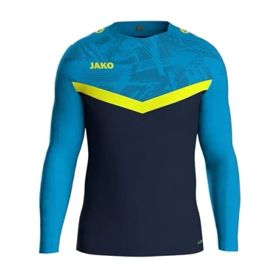 Afbeelding van JAKO Sweater Iconic rood/wijnrood L marine blauw/fluogeel /
