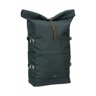 Afbeelding van Sandqvist Icon Rolltop laptop rugzak L navy with black leather