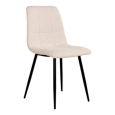 Afbeelding van Middelfart Dining Chair in bouclé, white with black legs, HN1232