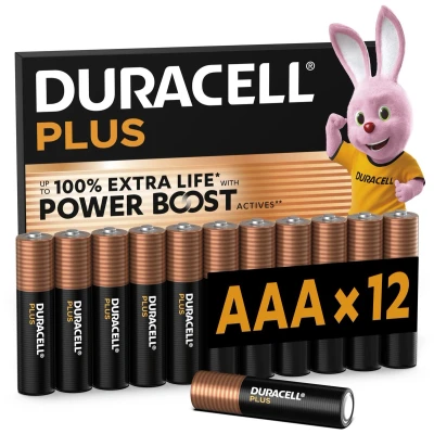 Afbeelding van Duracell Plus AAA alkaline batterijen 1,5V, LR03 12 stuks