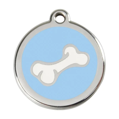 Afbeelding van Comic Bone Light Blue roestvrijstalen hondenpenning large/groot dia. 3,8 cm RedDingo