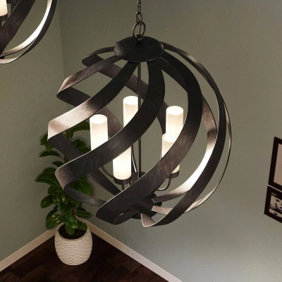 Afbeelding van Blacksmith buiten hanglamp, Ø 66 cm, zwart, 5 lamps