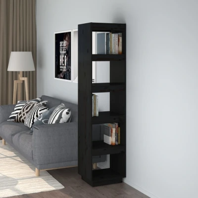 Afbeelding van Boekenkast/kamerscherm 40x35x167 cm massief grenenhout zwart