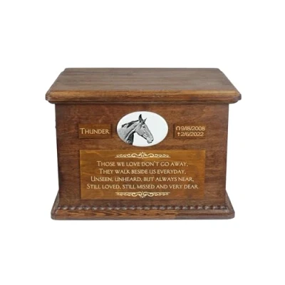 Afbeelding van Persoonlijke urn voor paardenas met foto Australisch Stock Horse