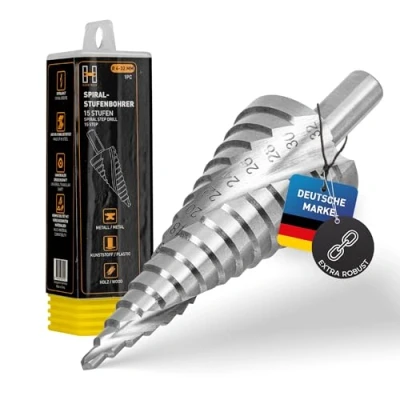 Afbeelding van Hardtwerk Stappenboor, kegelboor Ø 4 32 mm, van hoogwaardige HSS universele driehoekige schacht, ideale schilboor voor metaal, hout, kunststof, conische boor 15 treden