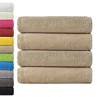 Afbeelding van NatureMark Set van 4 badstof handdoeken, 70 x 140 cm, 100% katoen, zand