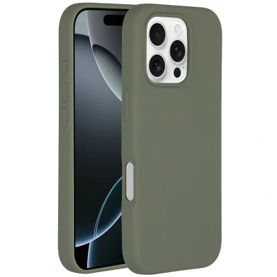 Afbeelding van Accezz Hoesje Geschikt voor iPhone 16 Pro Max Siliconen Liquid Silicone Backcover MagSafe Lichtgroen