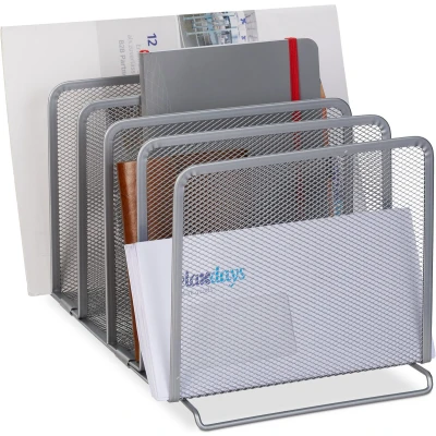 Afbeelding van Relaxdays brievenhouder metaal postbakje tijdschriftenhouder brievenbak 5 vakken