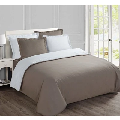 Afbeelding van VISION Bicolor omkeerbaar Dekbedovertrekset Tweepersoons 200x200cm Taupe/wit