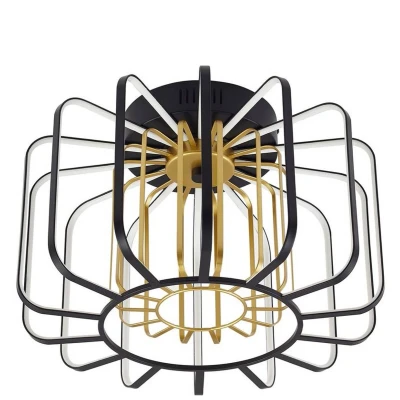 Afbeelding van Lucande LED plafondlamp met dimmer 1licht IJzer, polycarbonaat H: 25.5 cm zwart, goud Inclusief lichtbron