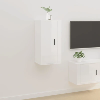 Afbeelding van Tv wandmeubel 40x34,5x80 cm hoogglans wit