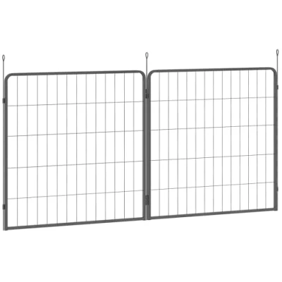 Afbeelding van PawHut Lot de 2 panneaux d&#039;extension Clôture Pour chien 80 x cm chiots en acier chiens petite et moyenne taille Noir