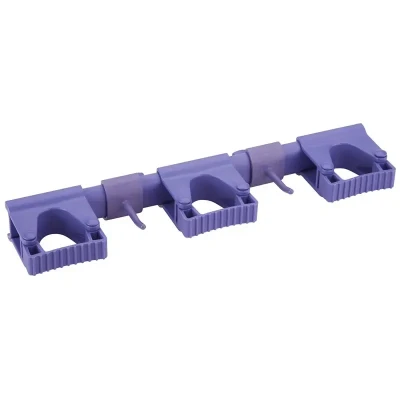 Afbeelding van Vikan Ophangsystemen Hygiene Hi Flex Ophangsysteem met 3 Rubber Band Klemmen en 2 Haken Paars 420mm