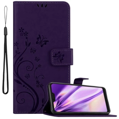 Afbeelding van Cadorabo Hoesje geschikt voor Xiaomi RedMi NOTE 6 PRO in BLOEMEN DONKER PAARS Beschermhoes bloemmotief met magnetische sluiting, standfunctie en kaartsleuven Book Case Cover Etui