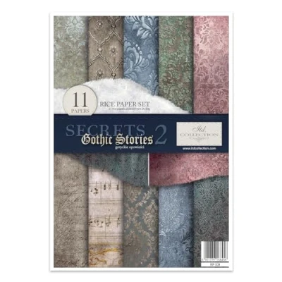 Afbeelding van ITD Collection Rijstpapier creatieve set A4 om te Snijden Papier vel 29,7 x 21 cm Servettechniek meerdere kleuren (Secrets Gothic Stories 2)