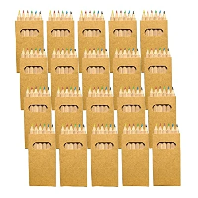 Afbeelding van 20 kleurpotloden met elk 6 kleurpotloden, klein huwelijkscadeau, verjaardagscadeau voor kinderen, kinderfeest, mini kleurpotlodenset