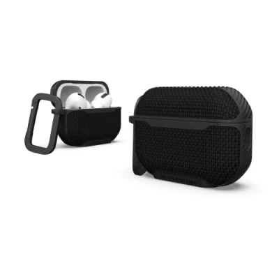 Image de UAG Metropolis Series Ballistic ARMR Couvercle de boîtier pour chargement des écouteurs sans fil compatibilité avec MagSafe tissu, polyuréthanne thermoplastique (TPU) noir Apple AirPods (2e génération)