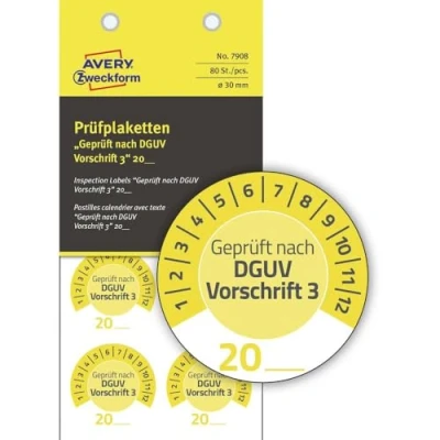 Afbeelding van Avery, Stickers, Zweckform 80 st. testbadge 20XX Geel (Ø) 30 mm