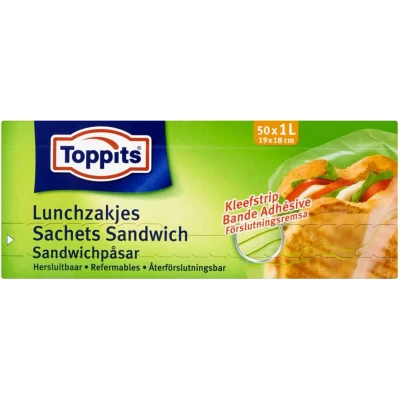 Afbeelding van Toppits Hersluitbare Lunchzakjes 1ltr 50st