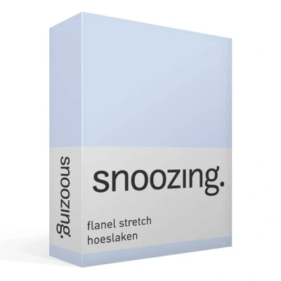 Afbeelding van Snoozing stretch flanel hoeslaken Extra breed Hemel