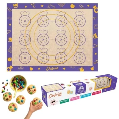 Afbeelding van Chefclub Network Kids Bakmat voor kinderen en volwassenen siliconen glasvezel getekende vormen wasbaar herbruikbaar 30 x 40 cm