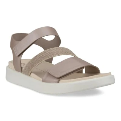 Afbeelding van ECCO Flowt FLAT Sandalen, Dames, Maat: 37, Grey rose metallic Nubukleer/ textiel