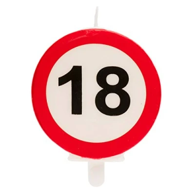 Afbeelding van Dekora Verjaardagskaars met verbodsbord voor de decoratie van taarten nummer 18