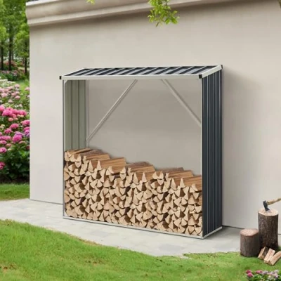 Afbeelding van Stalen brandhout rek Kalmar houtopslag 155x45x157 cm antraciet