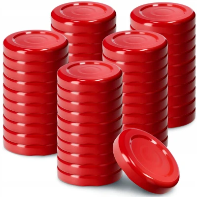 Afbeelding van KADAX 50 stuks schroefdeksels voor inmaakpotten, fi, 38 mm, schroefdeksel van metaal, flessen en weckpotten, rood
