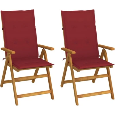 Afbeelding van vidaXL Tuinstoelen 2 st verstelbaar met kussens massief acaciahout