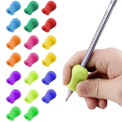 Afbeelding van Lixiluxia 20 stuks potloodgrepen voor kinderen, rubberen handgreep, ergonomische pen, siliconen potloodhandgrepen, potloodklemmen, schrijfhoudingscorrectietool