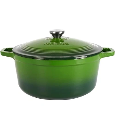 Afbeelding van Braadpan en Stoofpot 6L 28cm Groene Geëmailleerde Gietijzeren Compatibel met Alle Kookoppervlakken, Inclusief Inductie