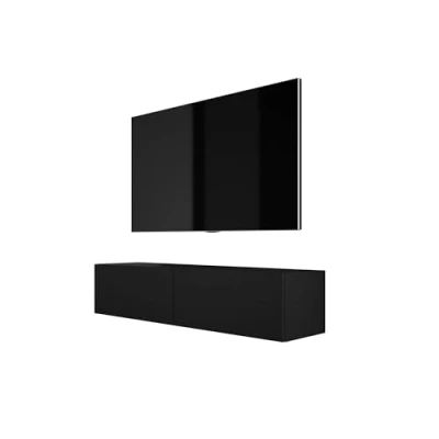 Afbeelding van 3E 3xE living.com Laag hangende tv meubel B: 140 cm, hoogte 34 diepte 32 mat zwart