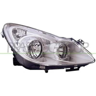Afbeelding van PRASCO OP0344903 Koplampen rechts H7, H1 Chroom Zonder afregelmotor voor LWR OPEL: Corsa D Hatchback